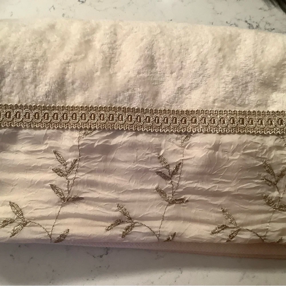 Sherry Kline taupe decorative bath towel embellished 100% cotton towel